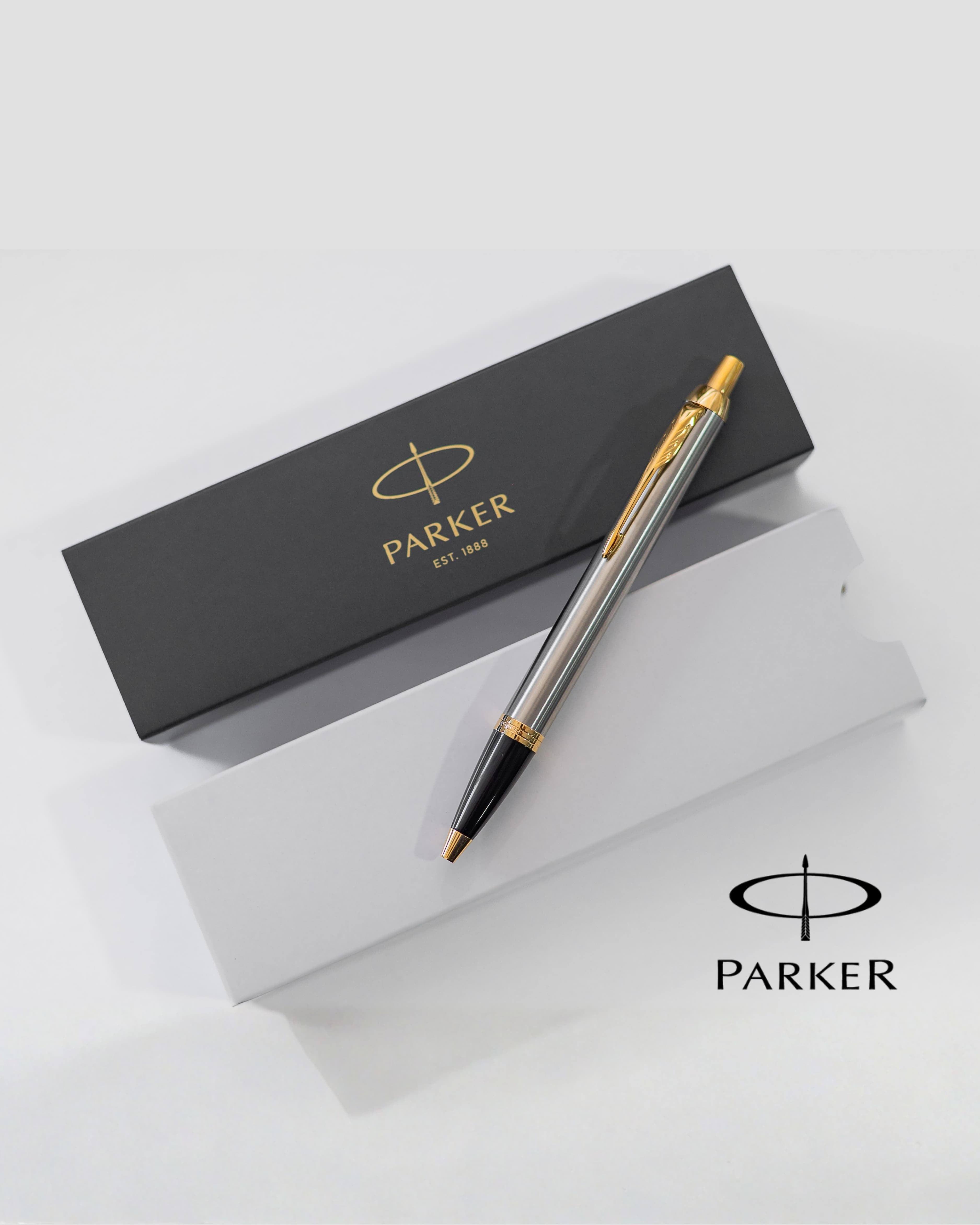Parker IM Brush Metal Gold Trim Ballpoint Pen — photo 2
